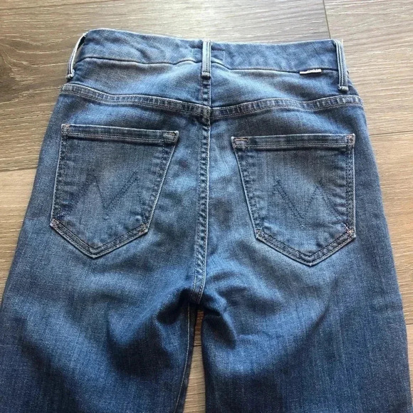 MOTHER High Waisted Looker Ankle Fray Denim Jeans One Smart Cookie Size 23 - Picture 12 of 16